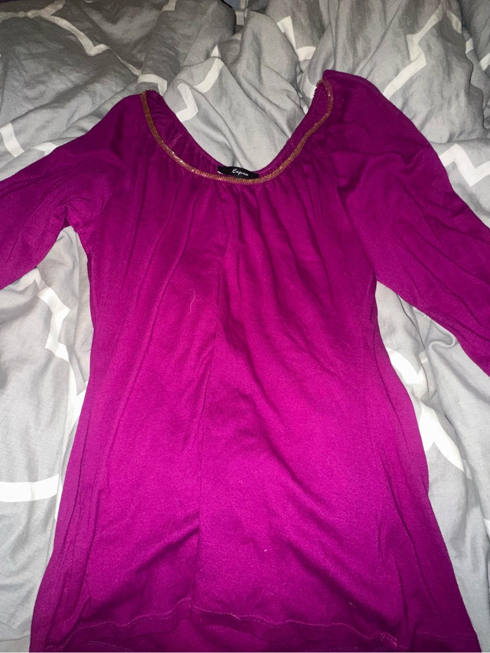 Vintage Y2K Express Magenta Beaded Tunic Top – Size L